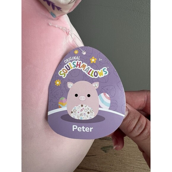 NEW Squishmallows 16" Peter Pink Pig with Easter Print Belly Large Plush NWT - Picture 3 of 6
